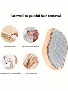 1个可重复使用的水晶腿部脱毛器，无痛去角质脱毛工具，女士无痛物理水晶脱毛设备，玻璃脱毛器，四季通用水晶脱毛器，无痛脱毛器，便携式温和脱毛器，温和去角质，神奇脱毛工具 - 普通款 - 查看 4