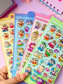 1张随机款式3D卡通贴纸，防水蜡笔小新装饰浮雕贴纸，适用于装饰手机壳、笔记本电脑、行李箱、杯子、滑板、笔记本、吉他等。非常适合日常使用、儿童生日礼物、返校用品。 - 彩色 - 查看 11