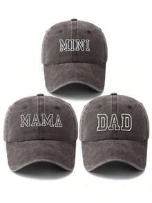 MAKEFGE 3pcs Women's Embroidered Fashion MAMA, MINI, DAD Adjustable Size Sun Protection Outdoor Casual Baseball Cap, Suitable For Daily Wear,Summer,Beach,Hat - 3pcs - View 15