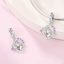 925 Sterling Silver Flower Beads, Parent-Child Hand-In-Hand Beads, Green Tree Of Life Beads, Parent-Child Beads, Mother-Daughter Dancing Tree Of Life Pendant, Sweet Family Pendant, Ultimate Family Clover Beads, Happy Little Kangaroo Beads, Eternal Mother's Love Pendant. Suitable For Authentic Snake Chain Bracelets, Necklaces, Bangles, Beaded Chains, DIY Jewelry Crafting, And Luxurious Best Friend Gifts. - Multicolor - View 6