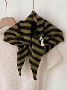 1pc Classic Striped Scarf, Fashionable Knitted Neck Warmer, Can Be Used As Headband Or Shawl, Fast Delivery For Valentine's Day - Multicolor - View 10