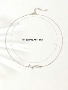 1 chiếc vòng cổ nữ tối giản đính đá Zirconia, thích hợp để đeo hàng ngày. - Bạc - Xem 2