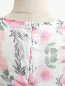 女童欧根纱圆领印花连衣裙，休闲日常涤纶面料，可爱优雅的童装 - 彩色 - 查看 8