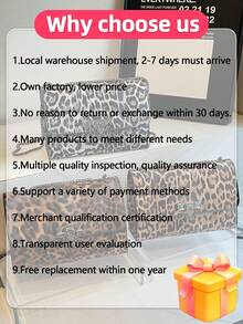 New Vintage Leopard Print PU Leather Flap Square Bag, Outdoor Vacation Travel Crossbody Bag, Elegant Banquet Party Mobile Phone Coin Purse, Versatile Business Commuter Chain Underarm Bags For Daily Office Use, Women Shoulder Bags - Multicolor - View 3