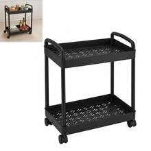2-Tier Rolling Plastic Storage Cart With Wheels Mobile Organizer Perfect For Kitchen Bathroom Bedroom Laundry Pantry Garage Office Dorm Snack & Household Utility Cart Portable Space Saving Multi-Purpose Sturdy Lightweight Easy Assembly - Multicolor - View 9