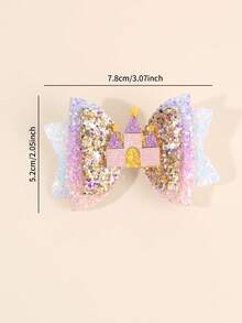 2pcs Glitter Castle Hair Accessories For Girls, Shiny Ombre Bow Hair Clips, Cute Princess Hair Pins, Holiday Gift For Teens - Multicolor - View 4