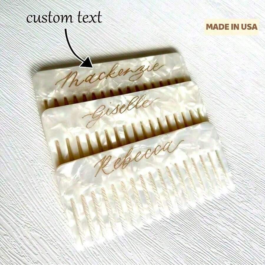 Personalized Acetate Comb Engraving | Wedding Gift | Bachelorette | Bridal Shower | Bridesmaid Proposal | Birthday | Graduation | Halloween Gift,Chic Autumn - Multicolor - View 1