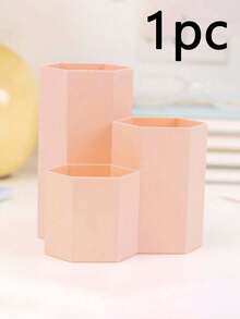 三格斜插式创意笔筒，多功能桌面装饰收纳架，适用于化妆刷和钢笔 - 彩色 - 查看 9