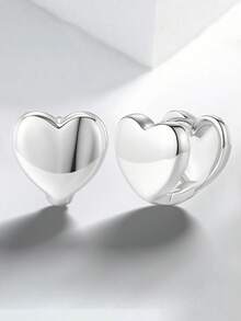 1对时尚心形耳环，925纯银饰品，精致创意耳环，精美首饰礼品，适合女孩日常佩戴，约会，派对等各种场合。 - 款式1 - 查看 4