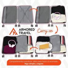 Maleta De Viaje Carry On 20 inch de Mano Cabina 10kg Rgida Doble Refuerzo Con * TSA Lock * Luggage suitcase Armored Travel CarryOn - Rosa - Rosa - Ver 9
