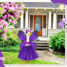 SilTriangle 5pcs Butterfly Porch Goose Outfit Costume Tutu Skirt Butterfly Wings Wand Flower Crown For 17 ' 23 ' Cement Goose(Purple) - nhiều màu - Xem 6