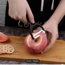 CUCHILLO MULTIFUNCIONAL PARA CORTAR FRUTAS, RALLADOR DE COCINA, TIJERAS, JUEGO DE 6 CUCHILLOS DE COCINA - Negro - Ver 4