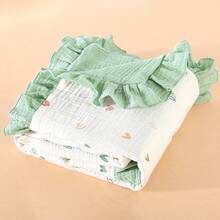 Infant Double-Layer Crinkle Blanket, Newborn Baby Crepe Cloth Printed Swaddling Wrap/Receiving Blanket, Baby Cover Blanket All Season Use - Love - View 6