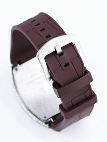 1pc Men's Luxury Starry Sky Barrel Shaped Watch With Silicone Strap - Bronze - View 6