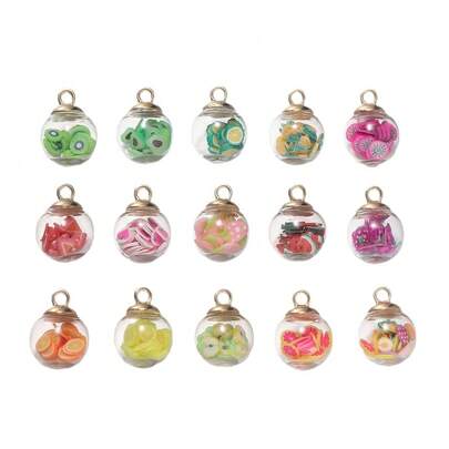 创意水果草莓菠萝西瓜彩色漂流瓶玻璃瓶吊坠许愿瓶DIY吊坠