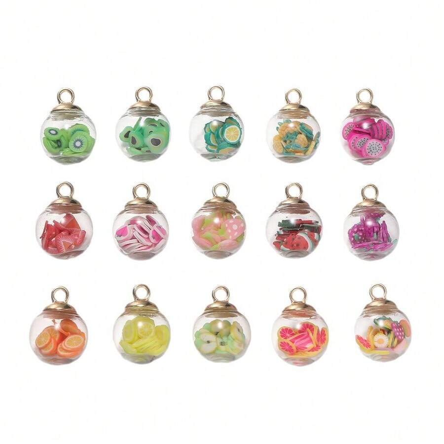 Creative Fruit Strawberry Pineapple Watermelon Colorful Drifting Bottle Glass Bottle Pendant Wishing Bottle DIY Pendant - Multicolor - View 1