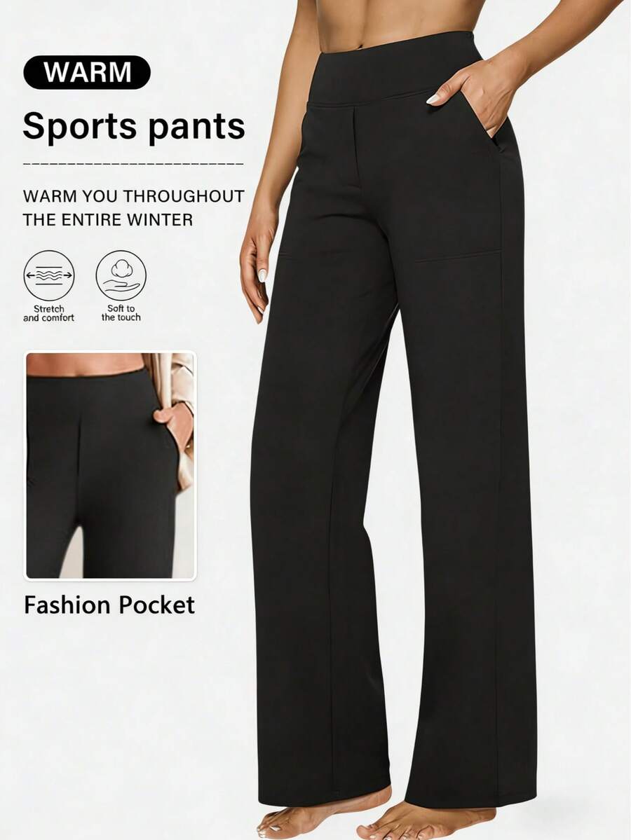 EBIOSVE Women's Black High Waist Straight Leg Pants | 1-Pack Stretch Trousers For Valentines Day Outfit & Vacation Outfits Women | Spring To Summer Versatile From Office To Weekend - 黑色 - 查看 1