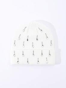 1pc Men's Fashion Handmade Crystal Raindrop Decor Knitted Beanie Hat, Suitable For Autumn/Winter Daily Wear And Keeping Warm - A - View 16