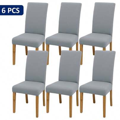 4'lü/6'lı/8'li/10'lu Düz Renk Sandalye Kılıfları, Modern Çıkarılabilir Elastik Polyester Elyaf Sandalye Kılıfları, Oturma Odası, Yemek Odası, Yatak Odası, Ev Kullanımı İçin Uygun, Tüm Mevsimler İçin