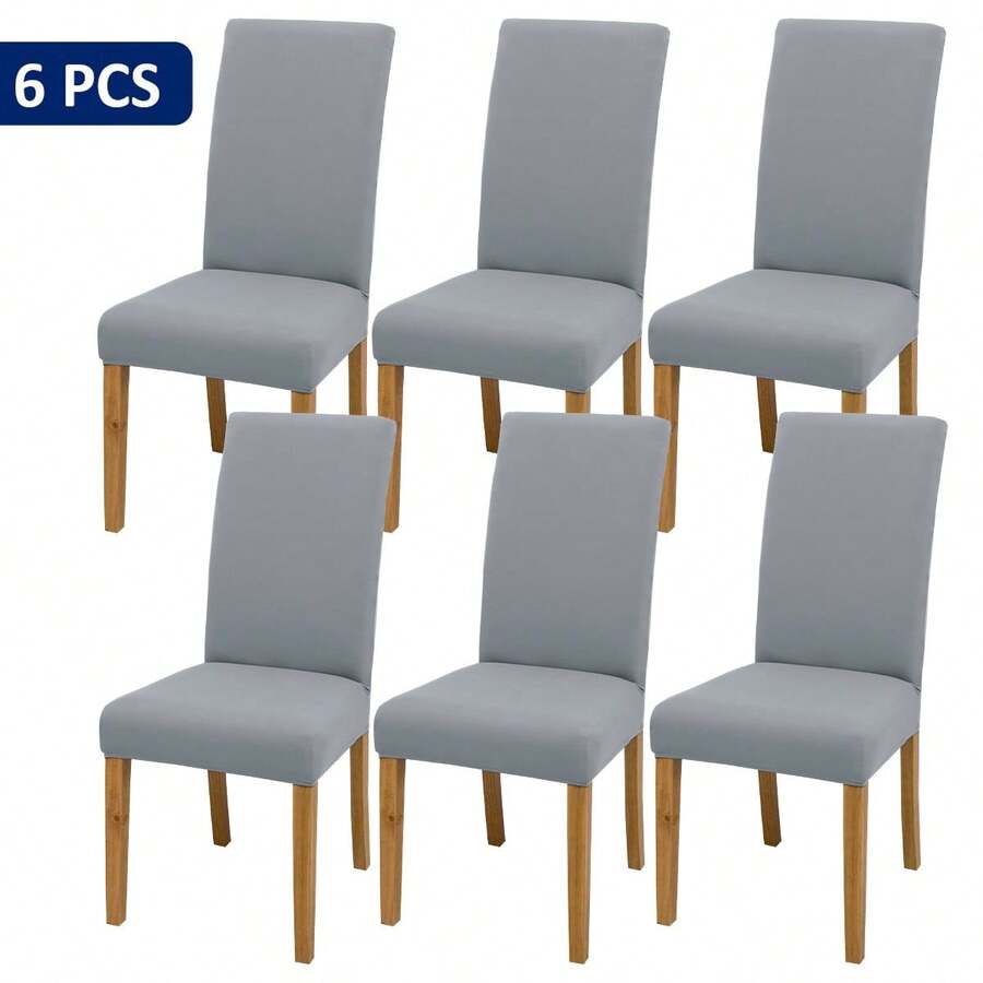 4pcs/6pcs/8pcs/10pcs Solid Color Chair Covers, Modern Removable Elastic Polyester Fiber Chair Slipcovers, Suitable For Living Room, Dining Room, Bedroom, Home Use, All Seasons