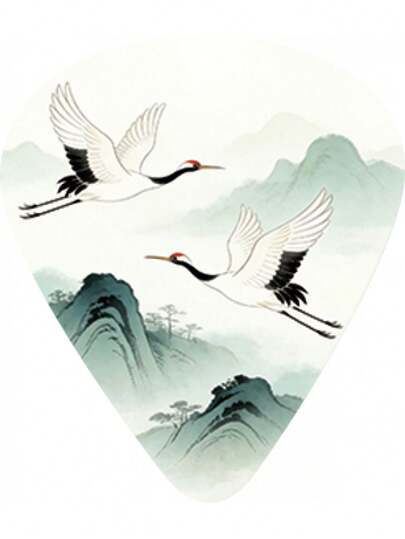 Chinese Style Ink Painting Guitar Pick, Novelty Fingertip Plectrum For Acoustic & Electric Guitar, Suitable For Beginners And Performance, Dual-Purpose Accessory