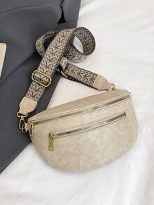 Fashion Simple Waist Bag Woman Chest Pack Phone Purse Designer Fanny Pack Luxury Belt Bag Leisure Ladies Shoulder Crossbody Bags - Beige - View 5