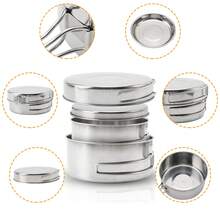 Stainless Steel 8pcs Camping Mess Kit: Pots Pan Plates Set For Hiking & Picnic Trips - Silver - View 4