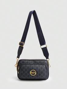 Tas Bahu Persegi Klasik Terbaru Serbaguna Warna Solid Bahan PU Tahan Air dengan Desain Quilting Berlian dan Dekorasi Logam Bergaya Retro - Biru - View 9