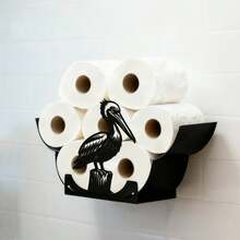 鹤形纸巾架，DIY装饰悬挂配件，适用于浴室、厨房和卧室。可伸缩、可折叠，是一款实用的家居装饰品。创意十足的卫生纸收纳架。 - 黑色 - 查看 5