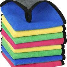 1条/3条/5条/10条装高密度珊瑚绒洗车巾，双面加厚吸水汽车清洁布，适用于汽车修理店、酒店、餐厅清洁 - 彩色 - 查看 11