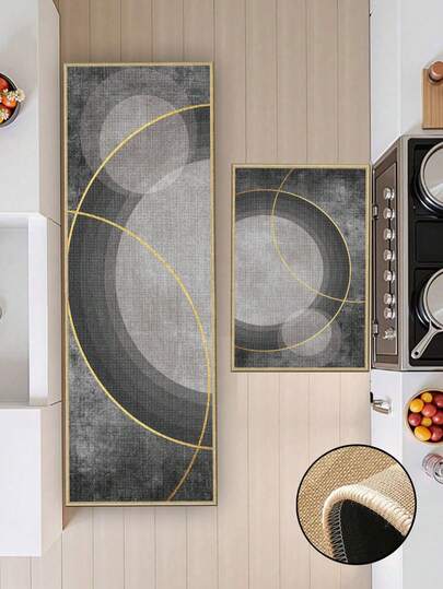 3.5毫米厚豪华亚麻厨房地垫，吸水性强，易于清洁，橡胶底背衬，适用于厨房、浴室、洗衣房、玄关、客厅等场所。