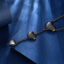 Love Heart Necklaces Sliver/Black Gun Plated Romantic Heart Y-Necklaces Jewelry For Women And Men KP0249 - 黑色 - 查看 4