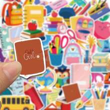 50pcs School Supplies Series Stickers, Suitable For Decorating Notebooks, Suitcases, Phone Cases, Waterproof Stickers - Multicolor - View 6