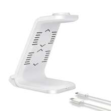 Fast Wireless Charging Stand 3 In 1 Wireless Charger Dock Station Compatible With IPhone 17 16 15 14 13 12 11 Pro Max Plus XR XS 8 Plus, Compatible With Apple Watch Ultra/SE/11/10/9/SE/8/7/6/5/4/3/2, Compatible With AirPods 4/Pro2/Pro/3 - White - View 5