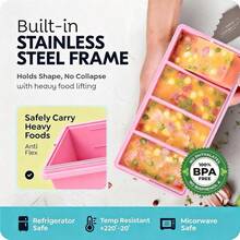 2pcs Silicone Freezer Trays With Lids, 1-Cup Soup Container Style Ice Cube Trays For Freezer - Leakproof, Dishwasher,  Stackable, Ideal For Frozen Broth, Leftovers & Meal Prep - Hồng - Xem 6