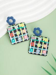 1对时尚可爱的向日葵造型耳环，适合日常穿搭 - 彩色 - 查看 1