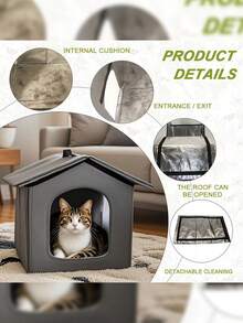 All-Weather Stray Cat Shelter, Warm Cat Bed For Stray Cats, Including A Cat House Without Shelves, Winter Warm And Insulated Cat House, Durable  Cat Bed, Suitable For Stray Cats And Small Dogs, All-Season Pet Bed, Classic Design, Easy To Assemble, An Ideal Gift For Animal Lovers. - 均碼 - 查看 8