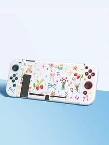 1pc Cute Bow Tie Bear & Floral Print Switch/Switch 2 Protective Case, Glitter Transparent Shell Compatible With New Switch 2 (2025)/Switch NS/Switch OLED/Lite, Switch Accessories, Full Set Including Carrying Pouch, Card Slot Base, Best Gift For Switch Players - Multicolor - View 9