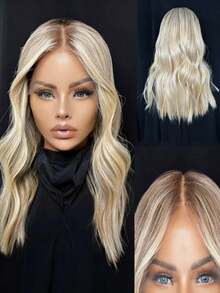 Ash Blonde Highlight Short Body Wave Lace Front Wigs Human Hair Natural Hairline 13x4 Hd Lace Frontal Wig Human Hair Glueless Wigs Pre Plucked 180 Density Water Wave Bob Human Hair Wigs For Women With Baby Hair - 根根分明與漸層 - 查看 1