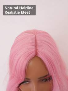 clouder Gothic Punk Pink Long Wavy Curly Wig 26-Inch Center-Parted Bangs Heat-Resistant Synthetic Fiber Wig Women's Soft And Fluffy Curls Perfect For Daily Cosplay, Street Style, Holiday Parties, Music Festivals, Y2K Aesthetic, Avant-Garde College Chic, Modern Fashion Punk Looks - 粉色 - 查看 6