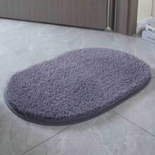 1 Peça Tapete Oval Imitação de Lã de Cordeiro Reforçado, Tapete de Banho Absorvente, Antiderrapante para Quarto, Entrada, Cozinha, Banheiro - Multicolorido - Visão 3