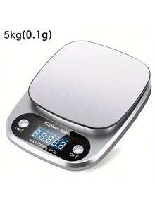 四单位电子厨房秤，电池供电（2节AAA电池），液晶显示屏，单位可转换（克/盎司/磅），烘焙烹饪精准称量——厨房必备配件，实现精准称重 - 銀色 - 查看 11