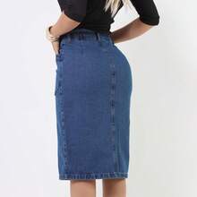 Ester Classic Midi Denim Skirt, Comfortable And Elegant, 100% Cotton, Evangelical Style. - 牛仔褲 - 查看 4