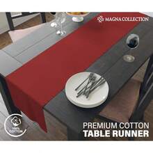 Magna Collection Table Runner - Red Table Runners For Dining Table 33cm X 183cm - 100% Cotton Durable And Wrinkle-Resistant Stitching Ideal For Christmas Party Decoration - Red - View 2