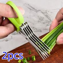 1件/2件装多层不锈钢厨房剪刀 - 多功能切碎器，采用加厚不锈钢制成，配有三把锋利刀片。一体式结构确保其耐用性和抗变形性。 - 彩色 - 查看 11