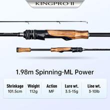 1pc KINGDOM KINGPRO II 1.8m/1.98m Length, 2-Piece, F Action L/ML Spinning Rod, Suitable For Freshwater/Saltwater Bass, Snakehead, Trout, Comfortable Grip - Multicolor - View 15