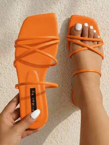 planare Funky Pantolette mit Für Frauen , Multi Riemen, Flache Sandalen mit