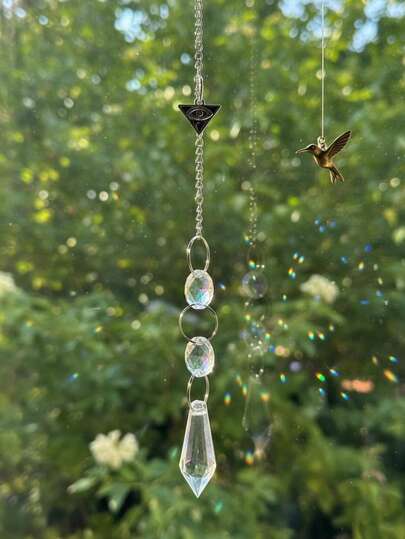 1pc Heart-Shaped Crystal Pendant, 3 Styles Hanging Crystal, Hanging Rainbow Maker Suitable For Window, Balcony, Kitchen, Garden Decor, Father's Day Gift, Home Decor, Room Decor, Wall Decor, Birthday & Graduation Gift