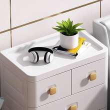 Armario de almacenamiento de 50 x 30 x 82 cm fabricado en polipropileno con 5 niveles, 4 cajones grandes y 2 cajones pequeños. El estante superior incorpora barandillas antivuelco para evitar que los objetos se deslicen accidentalmente, lo que lo convierte en la opción perfecta para organizar el hogar. - Blanco - Ver 3