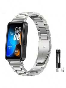 Stainless Steel Metal Replacement Strap For Huawei Band 8/9/10, Solid Steel Durable Quick Release Wristband, Adjustable Links, Suitable For Men And Women, Classic Silver, Gold, Rose Gold, Black Colors Available - Hua Wei 8/9/10 - View 2